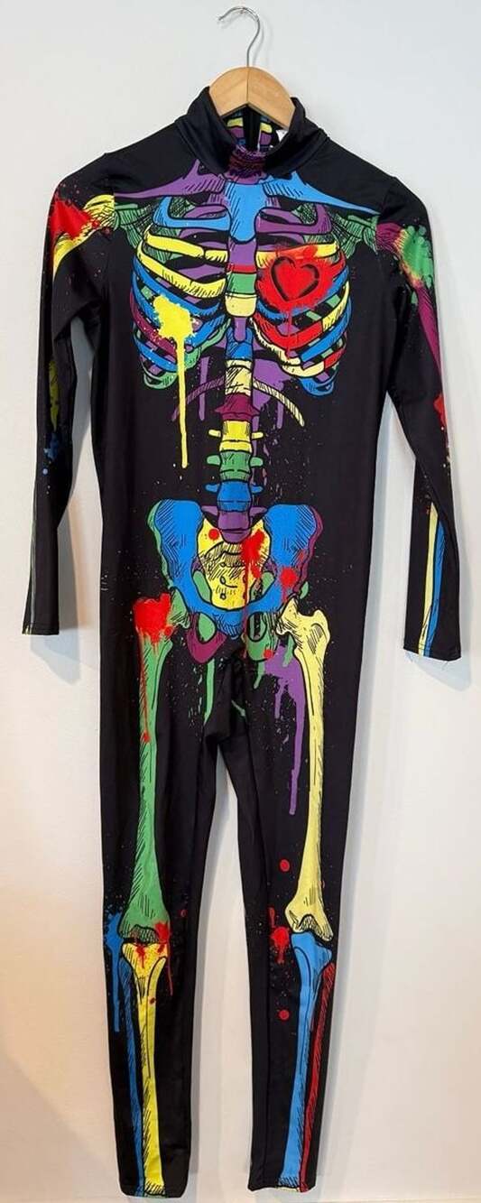 Colorful Skeleton Paint Splatter Bodysuit Costume